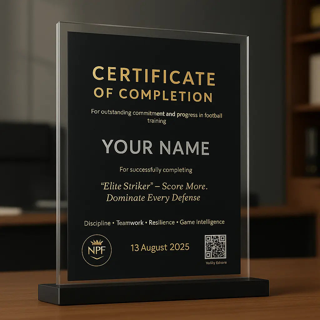 Certificate of completion for football training 